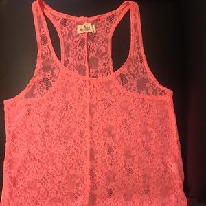Coral lacy racer back Summer tank